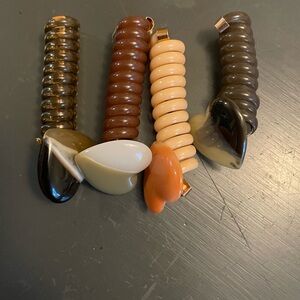 Set of Four Spiral Resin Hair Clips in Brown, Cream & Orange Tones